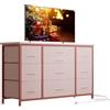 Zstar Cassettiera per camera da letto con 10 cassetti, telaio in metallo, con 3 prese, decorazione moderna in legno, per camera da letto, soggiorno, 120 x 39 x 70 cm, rosa