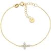 Amen Bracciale da Donna Collezione Croci. Gioiello in Argento 925 con placcatura in Oro e zirconi Bianchi. Lunghezza: 16 + 3 cm. La referenza è: BRCRPAGBZ.