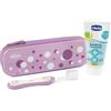 ARTSANA Chicco Set Spazzolino e Dentifricio per Bambini Con Astuccio Set da Viaggio 6-36 Mesi Lilla