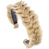 TOECWEGR Fascia per capelli intrecciata, in ottone, larga, a 2 trecce, con fascia resistente per capelli da donna, fascia per capelli