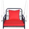 FANTASK Poltrona sospesa con cuscino per seduta e schienale fino a 180 kg, seduta sospesa con telaio in metallo e corde sospese