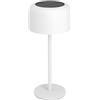 Eglo Lampada da tavolo a energia solare Roccanova, per esterni, touch, dimmerabile in 3 livelli, per balcone e giardino, acciaio bianco, colore luce: bianco caldo, IP44
