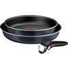 Tefal Ingenio L7239043 Enjoy - Set di 3 padelle con manico rimovibile, tecnologia Light Tech, rivestimento antiaderente in titanio, per tutti i tipi di piano cottura
