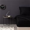 Nuit Des Rêves Lussuoso lenzuolo con angoli in raso nero, 100% cotone, 160 x 200 + 30 cm, 125 g/m², morbido, traspirante, perfetto per camere da letto eleganti e comfort