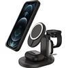 OtterBox Supporto di ricarica 3 in 1 per MagSafe, stazione di ricarica per iPhone, AirPods e Apple Watch design elegante e leggero, allineamento e fissaggio perfetto con MagSafe, Negro