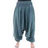 FANTAZIA Pantaloni alla turca con elastico, tinta unita, cavallo basso, stile sarwel indiano Gris-Bleu Taglia unica