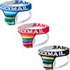 JOCKMAIL 3 pz/confezione da uomo slip jockstrap cotone uomo arcobaleno striscia Jock Strap comodo uomo Jockstrap, Nero+blu+rosso, L