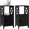 WOLTU Comodino per Camera da Letto Stretto, Set di 2, Tavolino da Salotto, Nero, Piccolo, con 1 Vano Aperto e 1 Vano Nascosto, per Cameretta e Soggiorno, MDF, 30x30x60cm