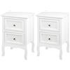 WOLTU Set di 2 Comodini Shabby Chic Bianchi con 2 Cassetti per Camera da Letto Comodino da Notte in MDF 40x30x60cm TS119ws