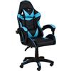 Totò Piccinni Sedia GAMING Ergonomica Reclinabile Girevole con cuscini in similpelle con rotelle e poggiatesta (Azzurro)