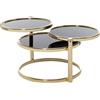 FineBuy Tavolino da caffè Nero/Oro 58x50,5x58 cm Disegno Tavolo Metallo/Vetro | Tavolo da Salotto Rotondo | Divano Tavolo Moderno Estensibile