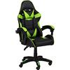 Totò Piccinni Sedia GAMING Ergonomica Reclinabile Girevole con cuscini in similpelle con rotelle e poggiatesta (Verde)