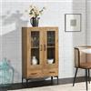 [en.casa] Armadio a Vetrata con 2 Scomparti e 1 Cassetto Credenza Libreria con Vetrina Armadio a 2 Ante in Vetro Trasparente Mobile Vetrinetta 115 x 70 x 31 cm Effetto Rovere