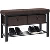 DuneDesign Panca Scarpiera da Ingresso - 81x32x50 Organizer Porta Scarpe con 2 Cassetti - Cassapanca Scarpe Salvaspazio - Portascarpe con Panchetta e Cesti Poggiascarpe Corridoio Camera da Letto Bagno