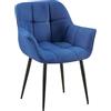 CLP Sedia Da Pranzo Roseville I Fodera Trapuntata In Tessuto O Similpelle I Poltroncina Cucina Con Braccioli, Colore:blu, Materiale:Stoffa