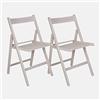 Dmora Set di 2 Sedie Pieghevoli Moderne in Legno, per Balcone o Giardino, 42x48h79, Seduta h cm 47, Colore Bianco