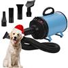 XKISS Soffiatore per Cani 3200W/4.5 PS, Asciugatore per Cani,Continua con velocità e Temperatura Regolabile Asciugacapelli per Animali Domestici, con 4 Ugelli Diversi (Blu)
