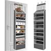HONZUEN Tasche Portaoggetti da Parete 5 Livelli, Scarpiera da Porta di Grande Capacità con 3 Scomparti Rete, Finestra Trasparente Design in Porta Oggetti Bagno da Appendere, Gancio Rinforzato, Grigio