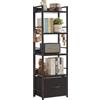 Aibiju Scaffale a Scala, Libreria a 5 Livelli con Cassetto in Tessuto, Scaffale a Scala Industriale,Libreria Alta e Stretta con Ripiani per Camera da Letto, Soggiorno, Nero YD-BC001B