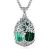 EUDORA Harmony Ball Albero della Vita Collana in Malachite per Donne Rame Placcato in Argento, Dea Madde a Ciondolo a Pendente di Cristallo Gioielli di Meditazione Yoga Regali per Madri Mamma, 20 +2