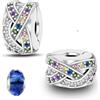 LNQOBU Clip/Stopper Charms per Bracciale Argento 925 Pave Cubic Zirconia Bead Stella Luna Farfalla Blu Gioielli Regalo per Donna