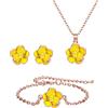 Clearine Rosa Set di Gioielli, Giallo Oro Placcato Fiore Collana Orecchini Bracciale di Gioielli ipoallergenici Regalo per Donne