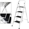 SiKy Scaletta a 4 gradini - Piedini antiscivolo - Acciaio resistente - Design pieghevole, scala facile da riporre - Ideale per casa/cucina/garage - Capacità massima: 150 kg