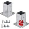 SOTECH SET SOTECH di 2 tasselli a vite quadrati 80 x 80 mm, altezza 152 mm, acciaio zincato a caldo, zoccolo a terra per legno quadrato - ideale per uso esterno