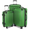 HAUPTSTADTKOFFER - Alex - Set di 3 valigie, 4 Doppie ruote, Nero brillante, (S, M & L), 235 litri, Colore Verde