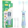 NELL&WELL Spazzolino elettrico per bambini, timer da 2 minuti, 3 modalità con memoria, impermeabile IPX 7, alimentato a batteria, con 3 testine con setole morbide, per bambini dai 3 anni in su, orso
