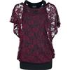 Black Premium by EMP Donna Maglia di Pizzo Rosso Bordeaux con Top Nero L