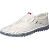 Generisch Scarpe in pelle da uomo senza lacci - Mocassini da uomo in pelle medievale morbido slip on scarpe da lavoro classiche scarpe basse da guida fatte a mano scarpe basse per il tempo libero, bianco, 41