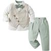 Zaldita Abiti da Battesimo Matrimonio per Bambino Completo Elegante Camicia Fiocco con Gilet e Pantaloni Vestito Cerimonia Battesimo Neonato Regalo per Compleanno Verde 3-4 anni
