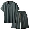 HEONSATI Completi Due Pezzi Estiva Cotone Uomo Completo da Ginnastica Leggeri Tute Palestra Estivi T Shirt Maniche Corte e Pantaloni Larghi Set Leggero Comodi Tuta Casual 2 Pezzi Allenamento