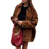 TOSHIKII Blazer in Pelle Scamosciata alla Moda da Donna, con Revers, Capispalla Oversize in Pelle Scamosciata, Giacche da Abito retrò in Pelle Scamosciata con Tasche