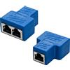 COVVY RJ45 Connettore Femmina Femmina Splitter Rete Adattatore 1-2 Donne Porto Cat 5 / Gatto 6 Lan Cavo Ethernet Doppio Connettore Adattatore Socket (2Pcs, blue)
