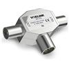 VCELINK Distribuzione Antenna T-Accoppiamento per T-Adattatore TV Accoppiamento Coassiale Spina Coassiale Argento