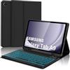 WAVATA Tastiera per Samsung Galaxy Tab A9 2023 8.7 con Retroilluminata, Custodia Tastiera per Samsung Tab A9 Magnetica Bluetooth Staccabile Cover con Tastiera QWERTY Layout, Nero