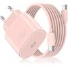 ANVSI Caricatore per iPhone 17/17 Pro/17 Pro Max/17 Air, iPhone 16 15 Pro Max Plus, 27W USB C Caricabatterie Alimentatore Presa Spina Rapido con Cavo 2M(Rosa)