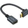 Twozoh Cavo adattatore da Mini HDMI a HDMI ad Angolo da 0,2M, Nylon intrecciato verso il basso Angolato di 90 Gradi Mini HDMI a HDMI Cavo di prolunga supporto 3D/4K 1080p