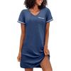 Demegimi Camicia da Notte Donna Estiva in Cotone Pigiama con Scollo a V e Maniche Corte Vestaglia Comoda per Casa e Tempo Libero