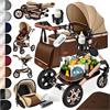 KESSER® Carrozzina 3in1 Loops, Carrozzina Combinata con navicella, Seggiolino sportivo, Seggiolino auto, Borsa Fasciatoio, Parapioggia, Tavolino per Bambini, Marrone/Champagne