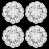 Apausvcm 4 centrini bianchi vintage all'uncinetto, 17,8 cm, tovagliette rotonde in cotone fatto a mano, tovagliette rustiche floreali per tavoli, cucina, sala da pranzo, feste, matrimoni, compleanni (bianco)
