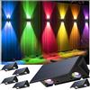 IIRARA Lampada Solare da Esterno di 6 Pezzi Alto e Basso Luci Solari Esterno Energia Bianco RGB Illuminazione per Esterni 100LM Applique da Solare IP67 per Muro Vialetto Giardino
