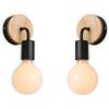 XIHOME Confezione da 2 Minimalista in legno da parete nera su/giù Lampada da interno per accendino, Rustico da campagna Applique da parete con attacco calda E27 Max 60W