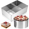 ZONJIE 2 cornici da forno rettangolari regolabili, in acciaio inox, per torte, rotonde, regolabili (anello per torte, 10 cm di altezza, 12-18 cm)
