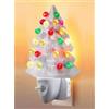 Omana Luce notturna in ceramica a forma di albero di Natale, presa diretta, per cameretta dei bambini, con lampadine multicolori e presa girevole a 360 gradi con interruttore on/off (Bianco)