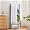 BONEWEI Specchio da Terra ad Arco, 161 x 52 cm Specchio da Parete Grande con Cornice in nero Alluminio, Specchio da Terra da Appoggiare o Appendere per Soggiorno, Camera da Letto, Ingresso
