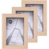 lincoolart cornice portafoto 10x15 cm in legno naturale, cornice MDF 4x6 pollici e vetro acrilico infrangibile, set da 3 cornici da parete e da tavolo