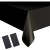 YAAVAAW 2 tovaglie usa e getta nere da 137 x 274 cm, per feste di Halloween, tovaglie rettangolari in plastica nera, tovaglia per feste per interni ed esterni, picnic, Natale, Halloween, decorazioni per feste